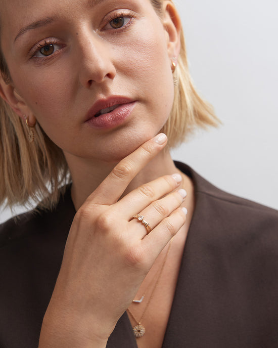 Solid Gold Interstellar Diamond Ring