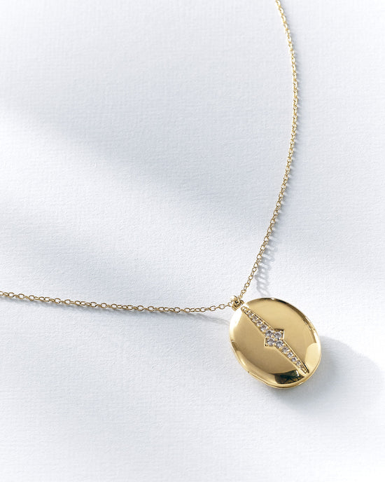 Gold Luna Light Oval Locket Necklace