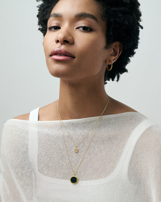 Gold Stilla Black Onyx Locket Necklace