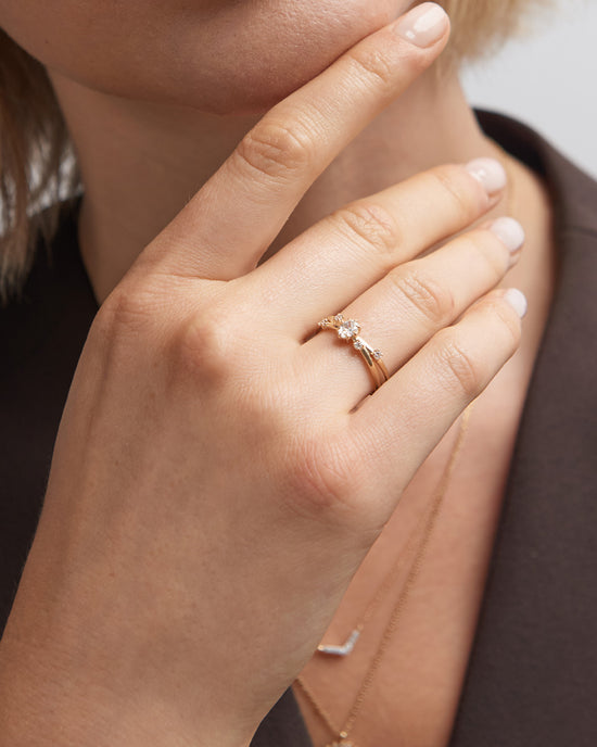 Solid Gold Interstellar Diamond Ring