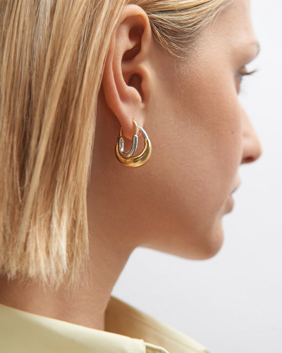 Gold and Silver Aurora U-Shape Hoop Earrings