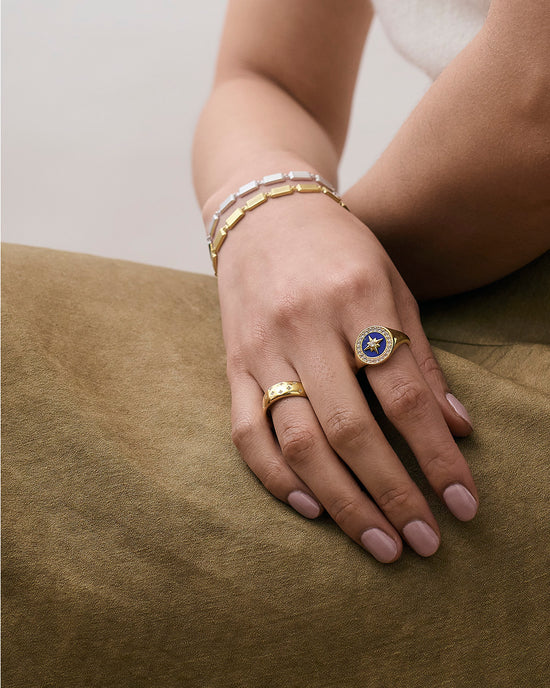 Gold Polaris Lapis Signet Ring