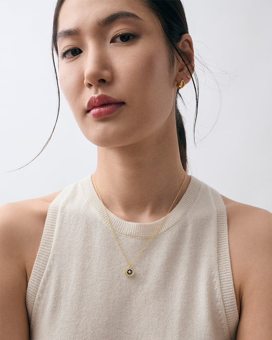 Gold Polaris Lapis Pendant Necklace