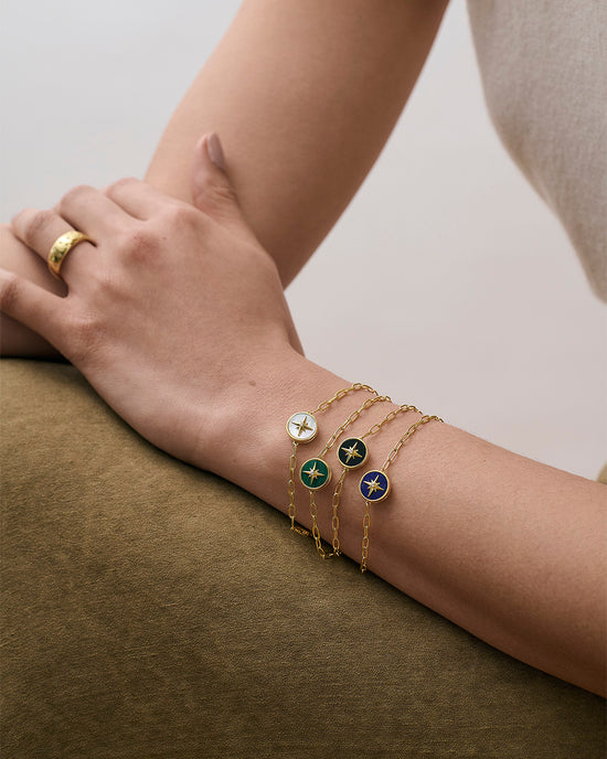 Gold Polaris Mother of Pearl Locket Bracelet