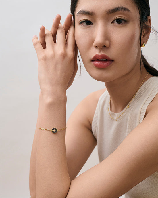 Gold Polaris Black Onyx Locket Bracelet