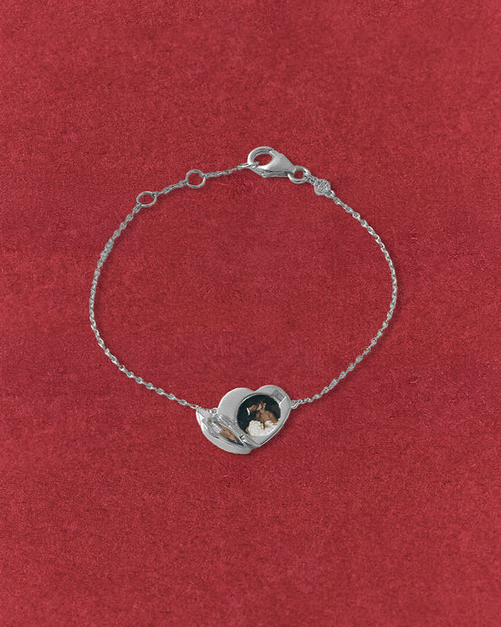 Silver Biography Heart Locket Bracelet