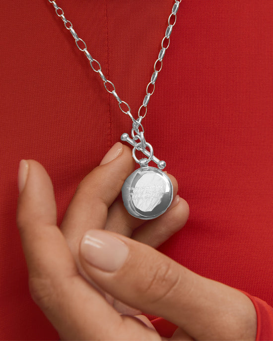 Silver Biography T-Bar Locket Necklace