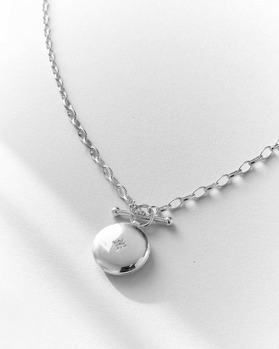 Silver Biography T-Bar Locket Necklace