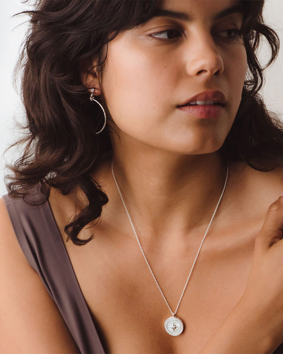 Silver Large Polaris Mother of Pearl Locket Necklace