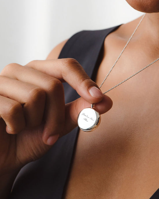 Silver Large Polaris Mother of Pearl Locket Necklace