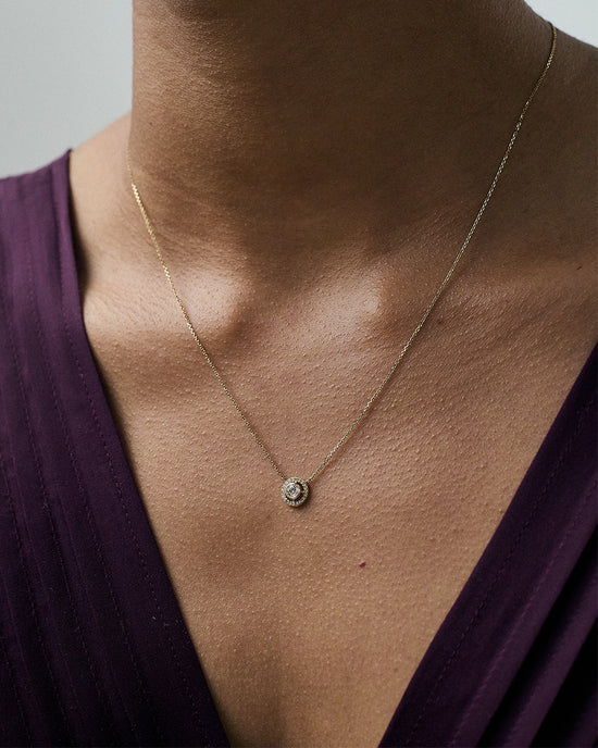 Solid Gold April Birthstone Diamond Pendant Necklace