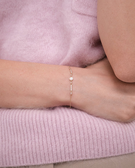 Solid Gold Interstellar Opal and Lab Grown Diamond Bracelet