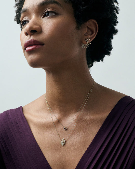 Solid Gold January Birthstone Red Garnet Pendant Necklace