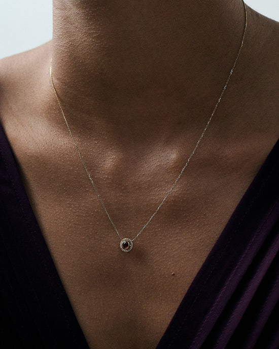 Solid Gold July Birthstone Ruby Pendant Necklace