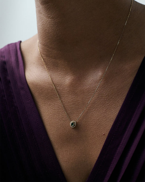 Solid Gold May Birthstone Emerald Pendant Necklace