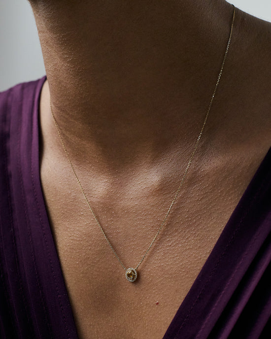Solid Gold November Birthstone Citrine Pendant Necklace