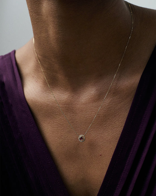 Solid Gold October Birthstone Pink Tourmaline Pendant Necklace