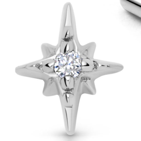 Solid White Gold North Star Stud Earrings