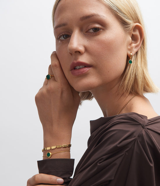 Gold Stilla Malachite Huggie Earrings