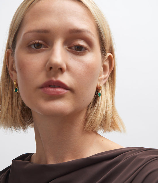 Gold Stilla Malachite Huggie Earrings