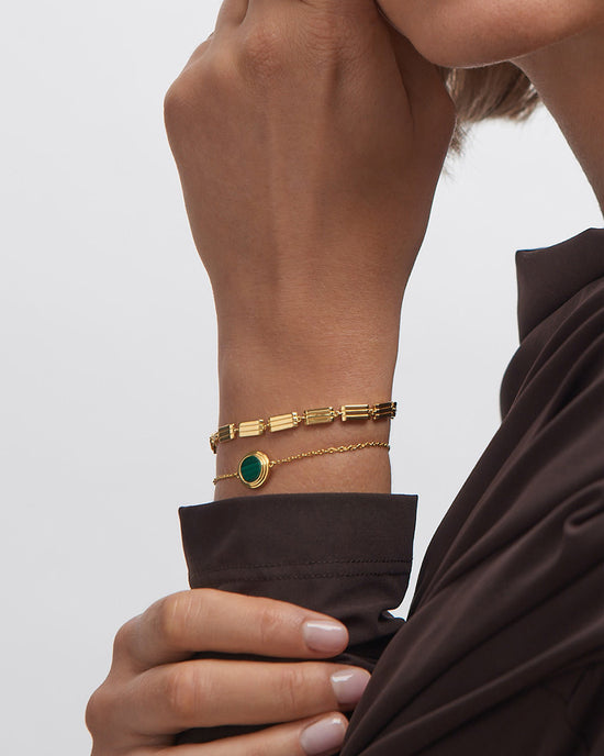 Gold Stilla Malachite Locket Bracelet