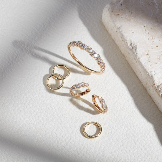 Solid Gold Interstellar Mini Natural Diamond Hoops