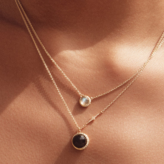 Gold Luna Labradorite Pendant Necklace