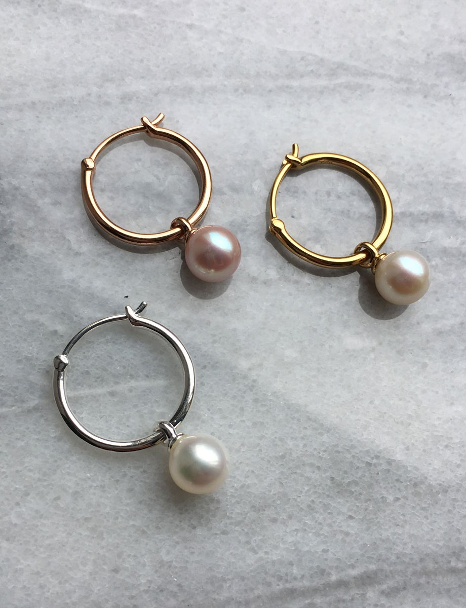 Pearl Drop Hoops