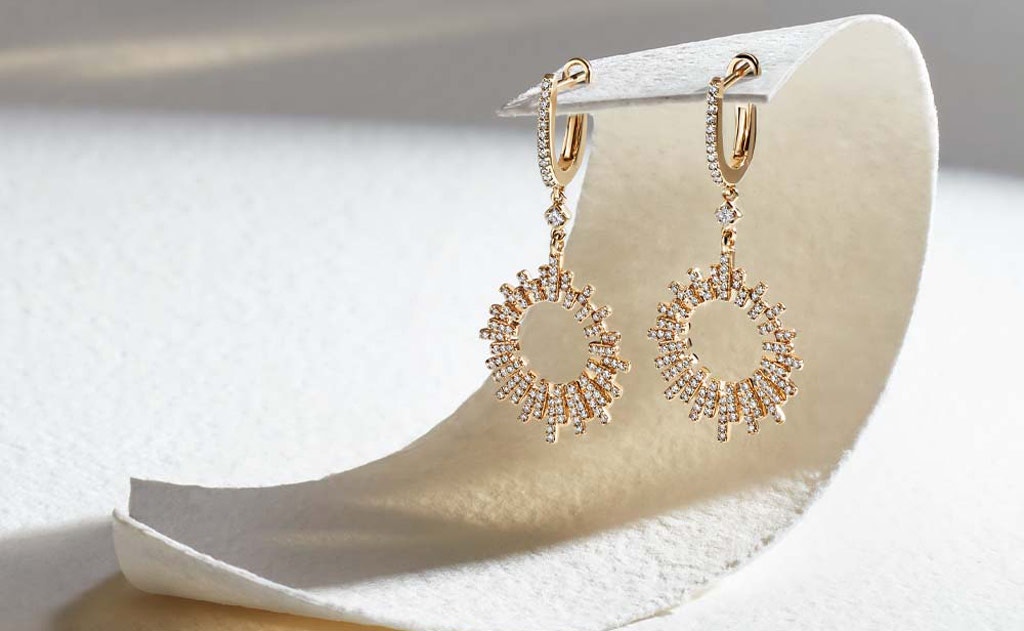 Astley Clarke Comet Burst Diamond Drop Earrings in Solid 14ct Yellow Gold