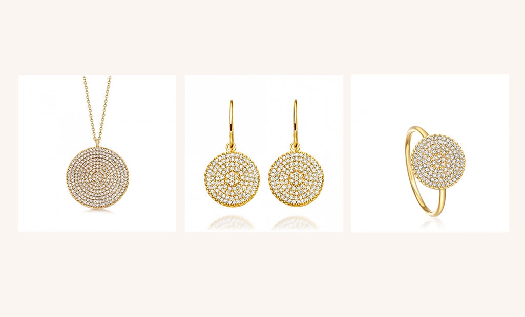 Astley Clarke Icon Diamond Locket, Icon Diamond Drop Earring and Icon Diamond Ring in Solid 14ct Gold