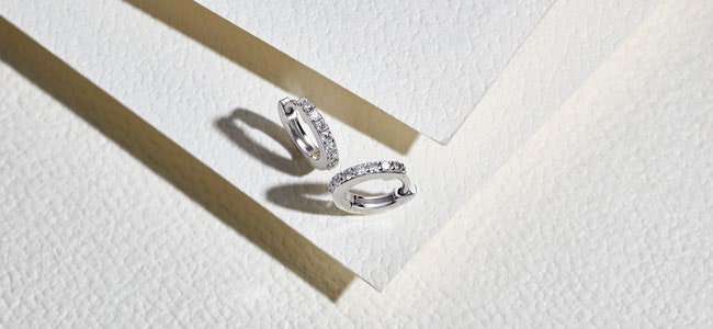 White Gold Huggie Earrings White Gold Huggie Earrings