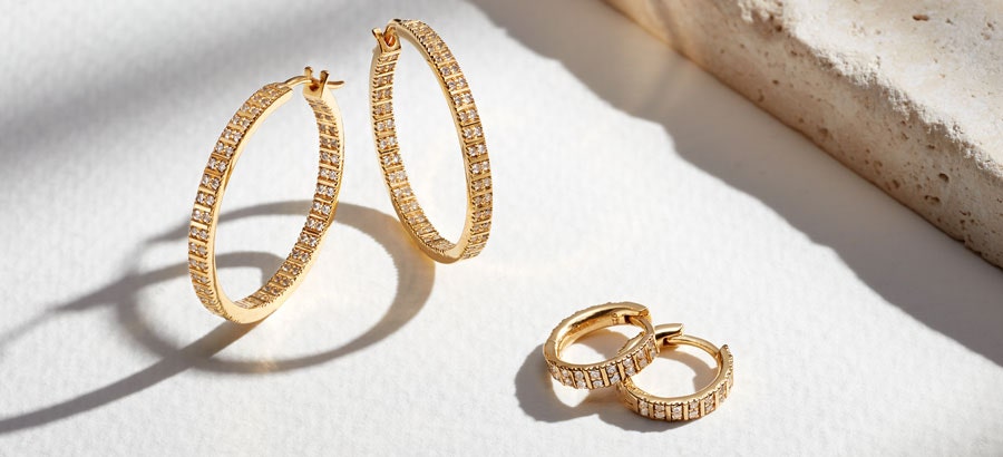 Gold Earrings in Solid Gold and 18k Yellow Gold Plated Gold Earrings in Solid Gold and 18k Yellow Gold Plated