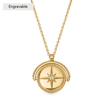Gold Celstial Spinner Locket Necklace