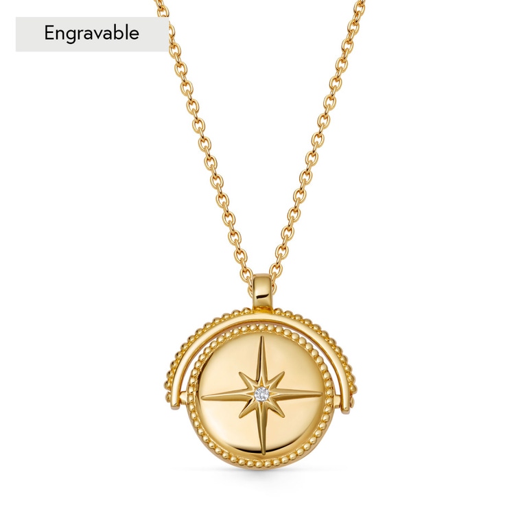 Gold Celstial Spinner Locket Necklace