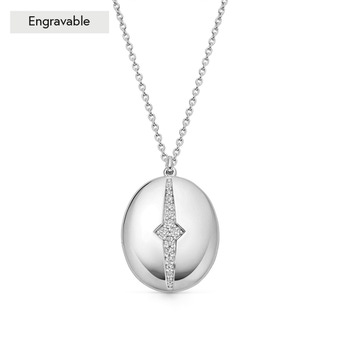 Silver Luna Light Oval Locket Necklace