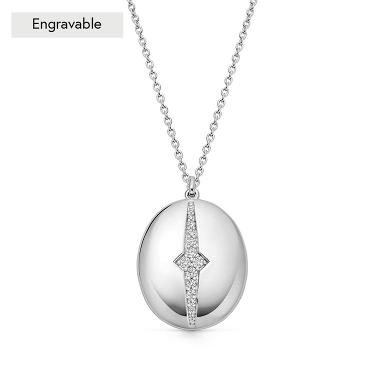 Silver Luna Light Oval Locket Necklace