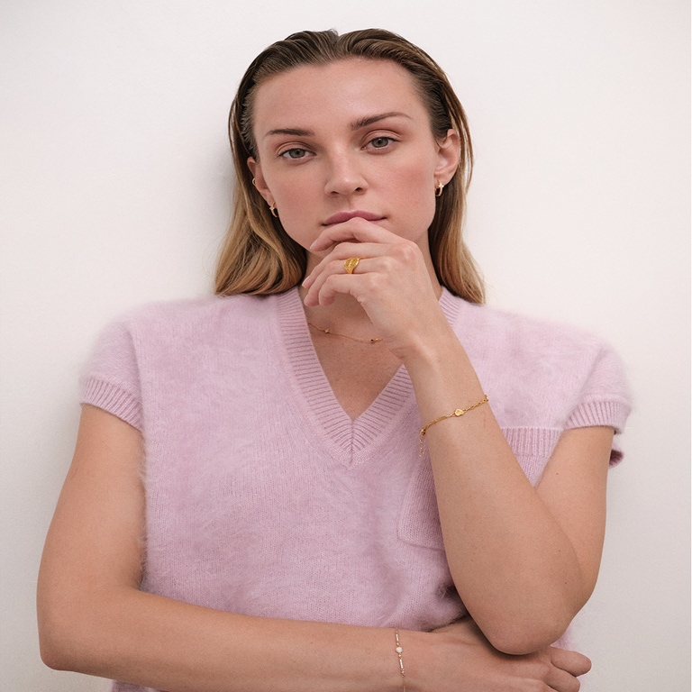 Gold Biography Heart Station Bracelet