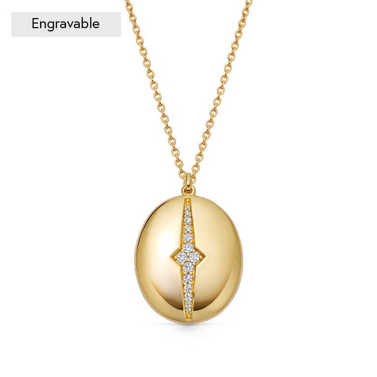 Gold Luna Light Oval Locket Necklace