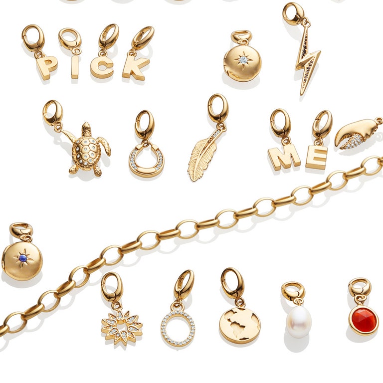 Initial 'E' Biography Charm in Yellow gold vermeil | Astley Clarke