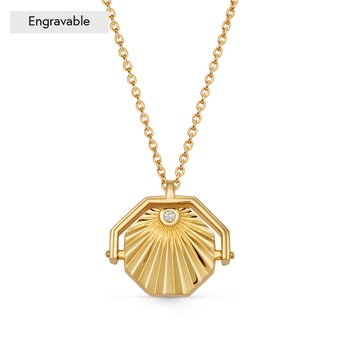 Gold Celestial Sunrise Spinner Locket Necklace