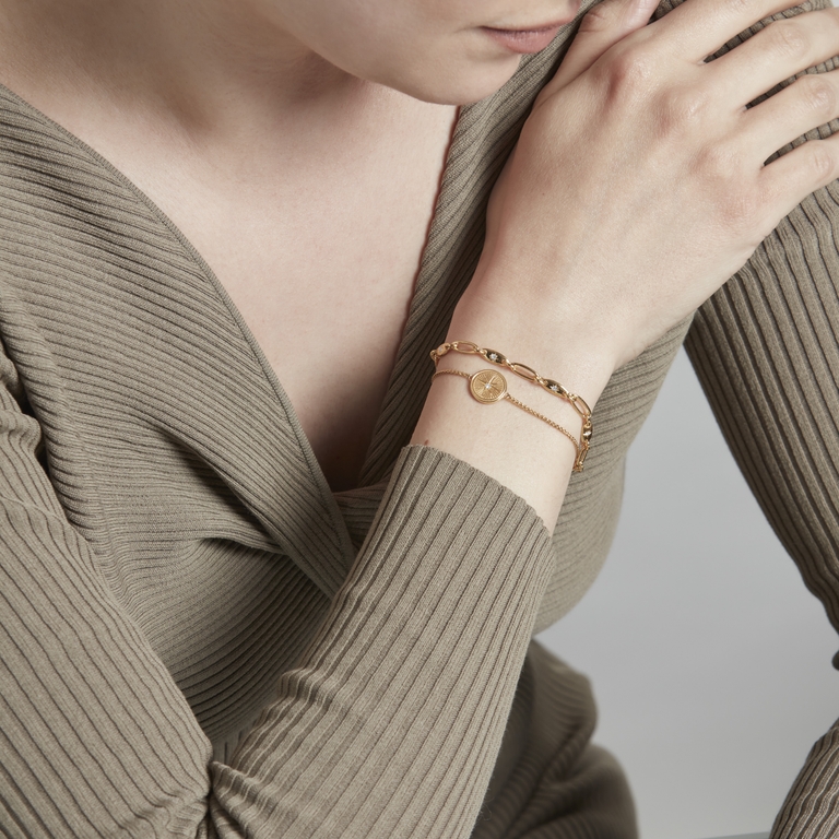 Gold Celestial Compass Bracelet Stack