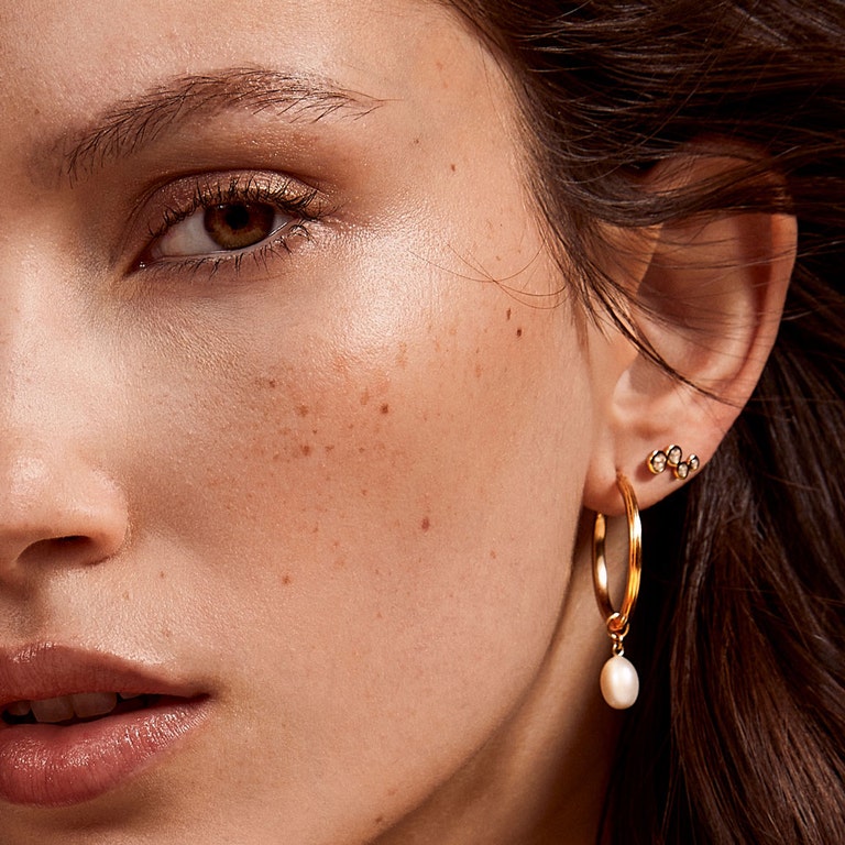 White Sapphire Ear Crawlers IN Yellow GOLD VERMEIL