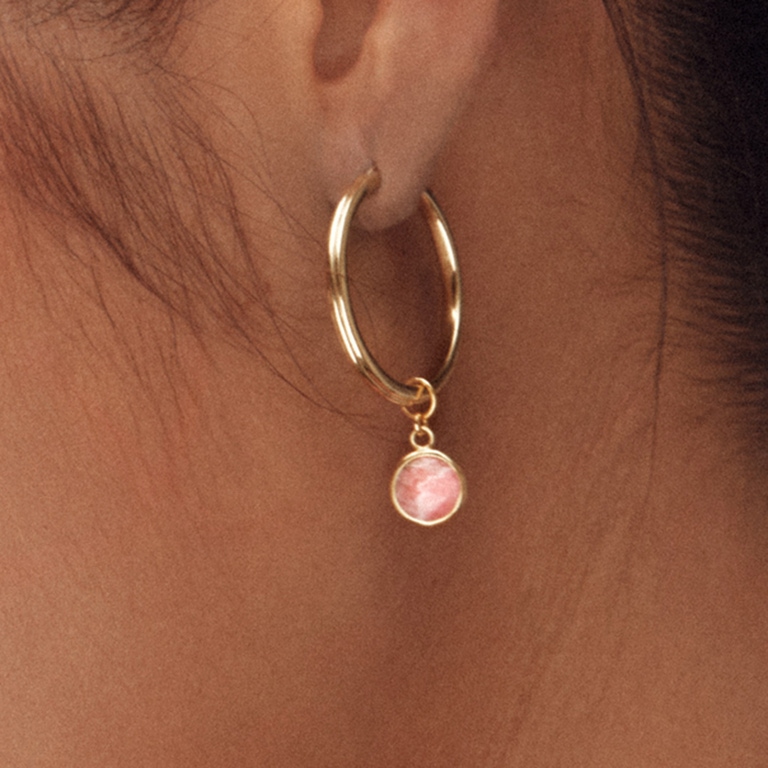 Gold Biography Rhodochrosite Earring Charm