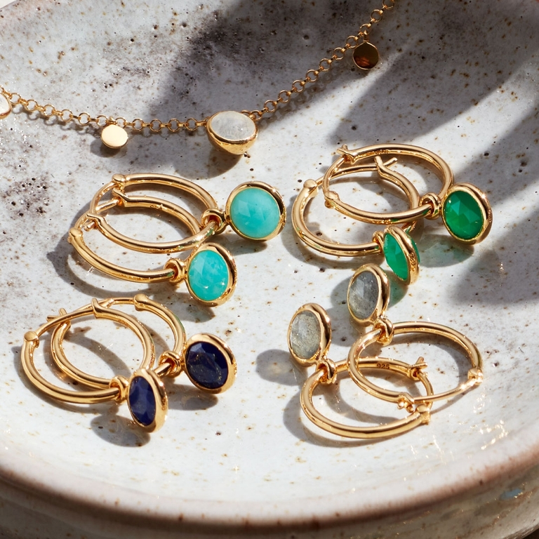Stilla Labradorite Drop Hoop Earrings