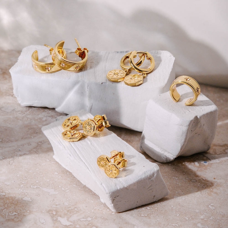 Mini Celestial Dial Stud Earrings
