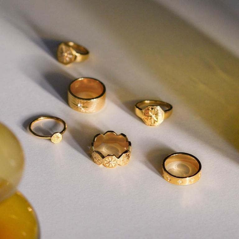 Celestial Dial Signet Ring in Yellow Gold Vermeil