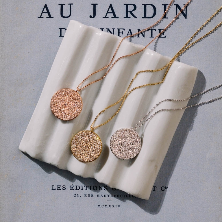 Large Icon Rose Gold Diamond Pendant Necklace in Rose Gold | 14ct Gold Jewellery | Astley Clarke