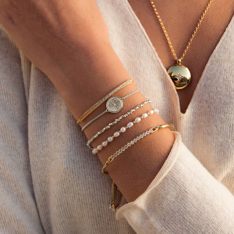 Celestial Compass Kula Bracelet in Sterling Silver