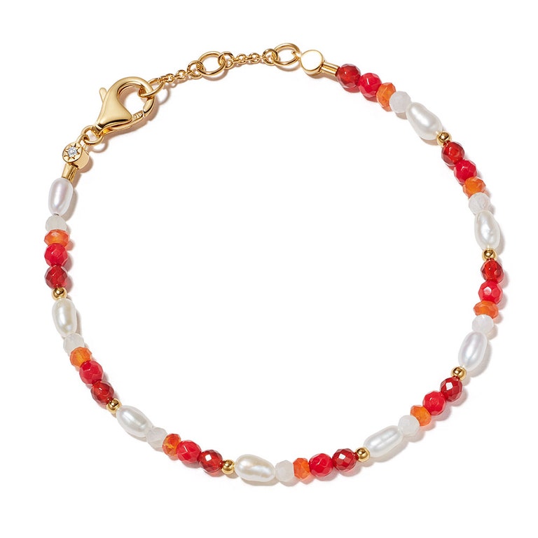 Pearl Biography Carnelian, Red Agate and Moonstone Bracelet