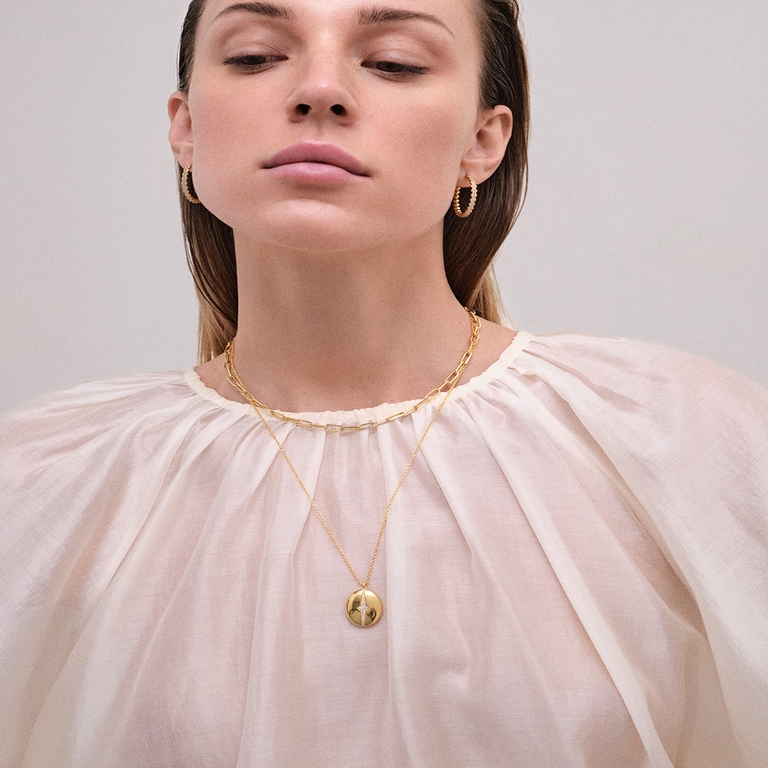Gold Luna Light Oval Locket Necklace
